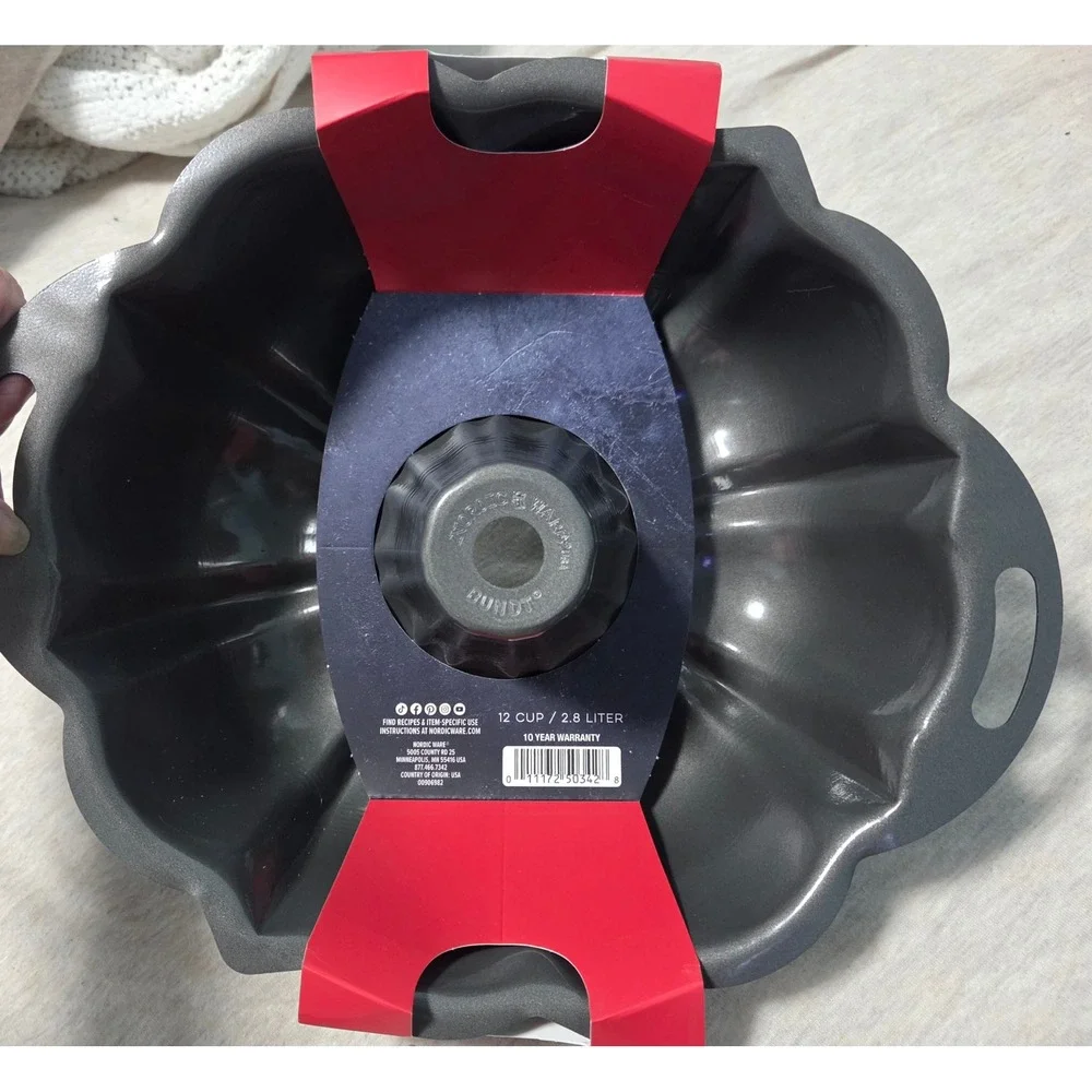 Nordic Ware Proform 12 Cup Bundt Pan Nonstick Fluted Cake Mold Grey Made in USA